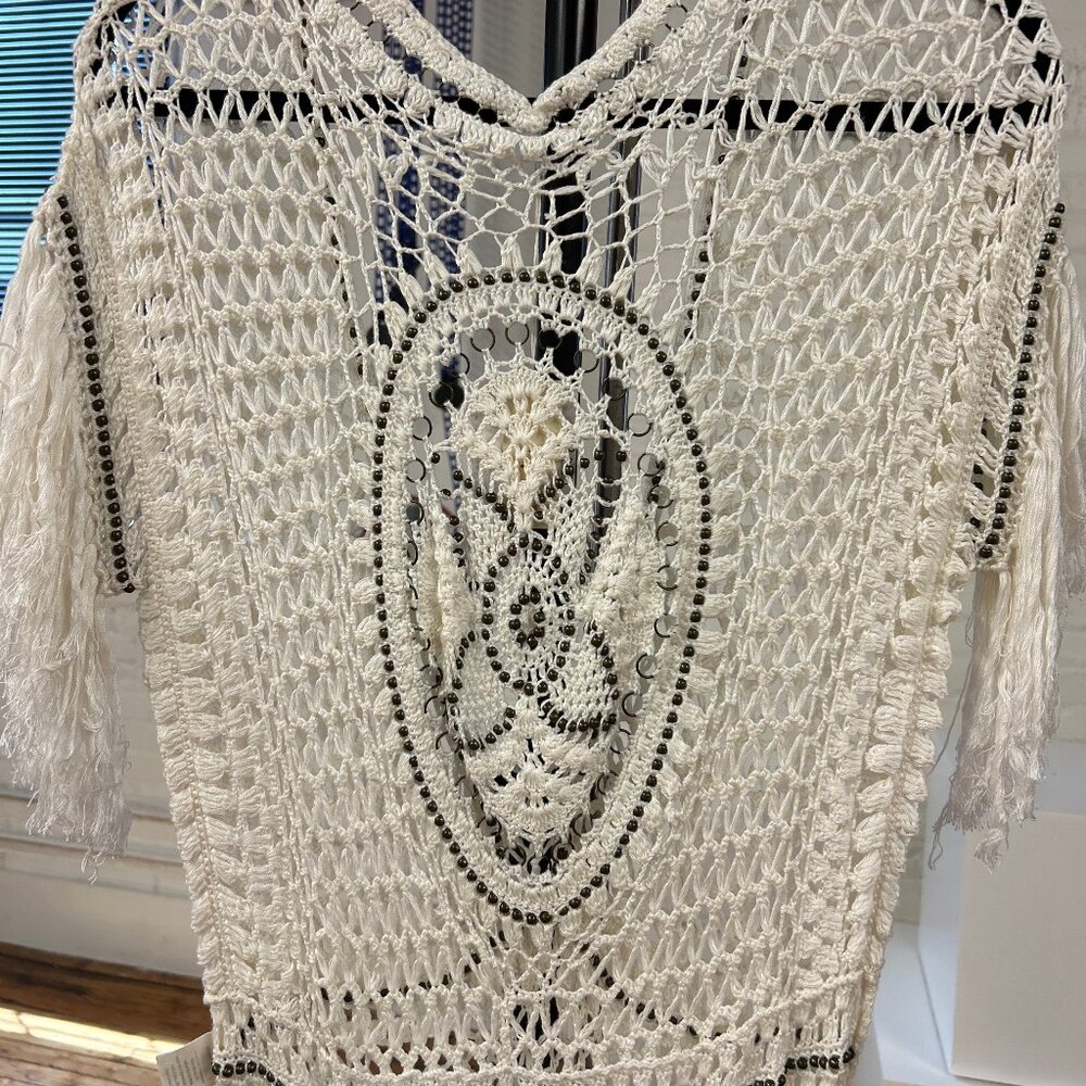 Free People Flook Crochet Festival Beaded Dress sz Small NWTS